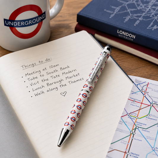 London Underground Roundel All-Over Print Twist Pen – White