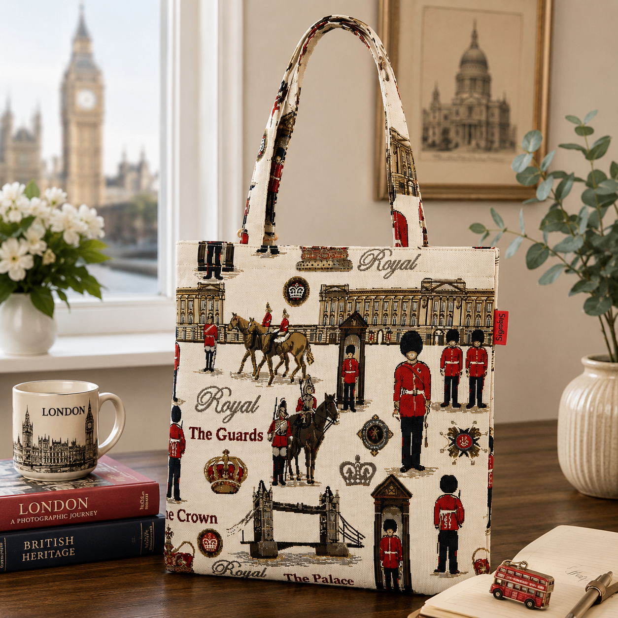 Royal Guards London Tapestry Rope Handle Tote Bag
