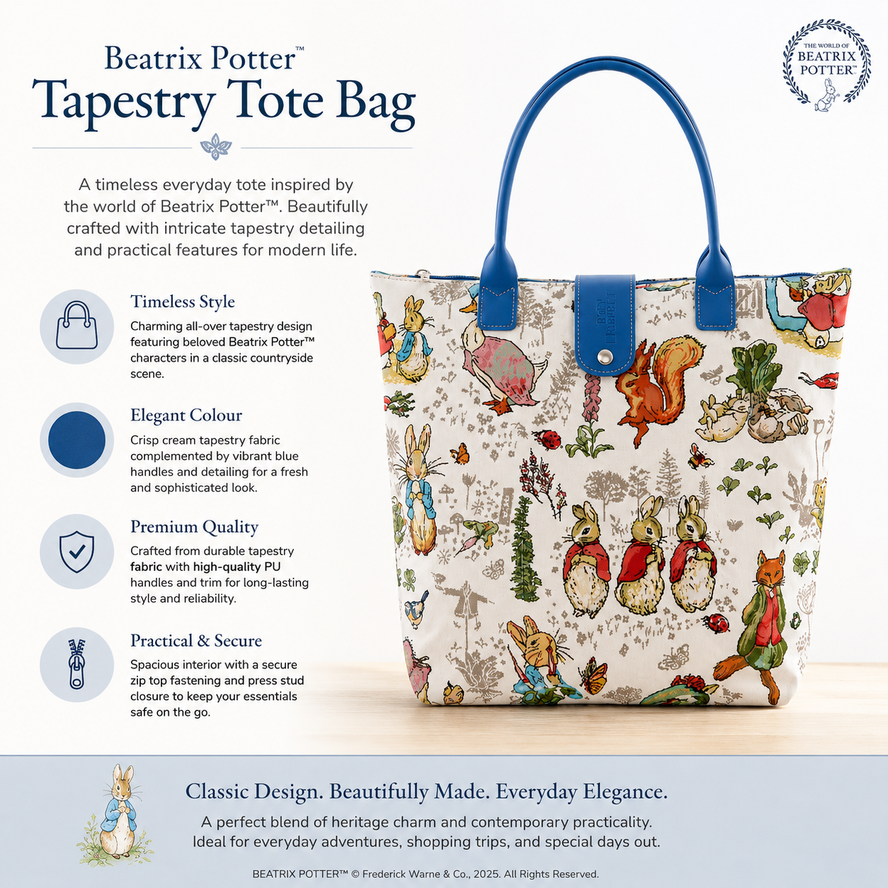 Beatrix Potter™ Peter Rabbit Woven Tapestry Flat Tote Bag