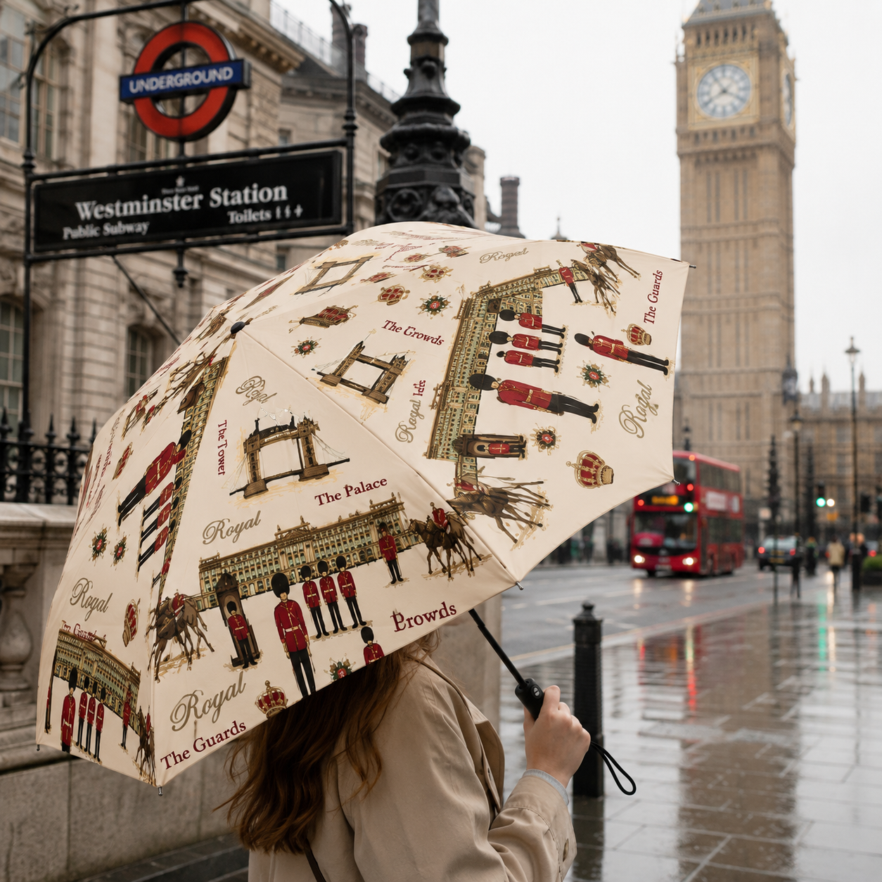 Royal Guard Automatic Folding Umbrella – UPF 50+ British London Design