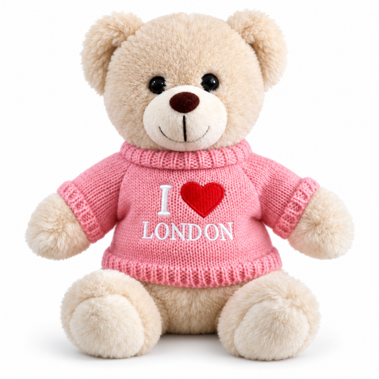 I Love London Pink Jumper Teddy Bear – product gallery image 1