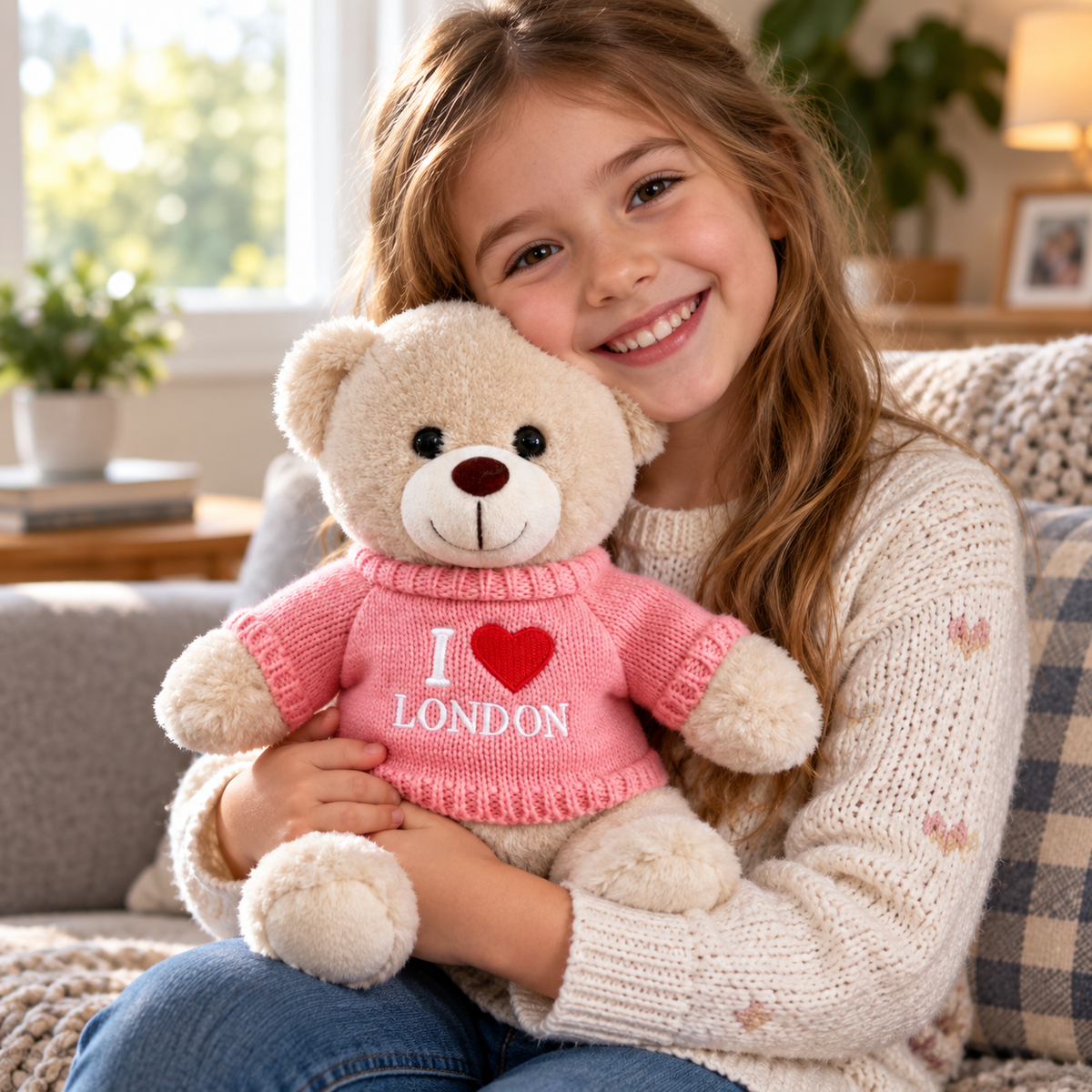 I Love London Pink Jumper Teddy Bear – product gallery image 2