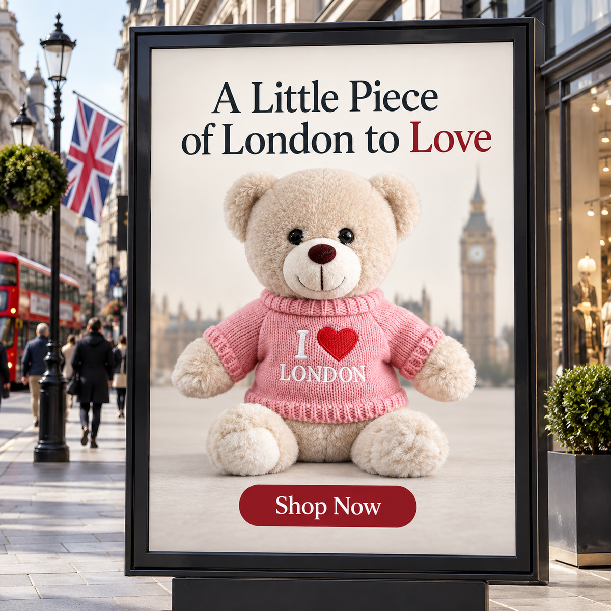 I Love London Pink Jumper Teddy Bear – product gallery image 4
