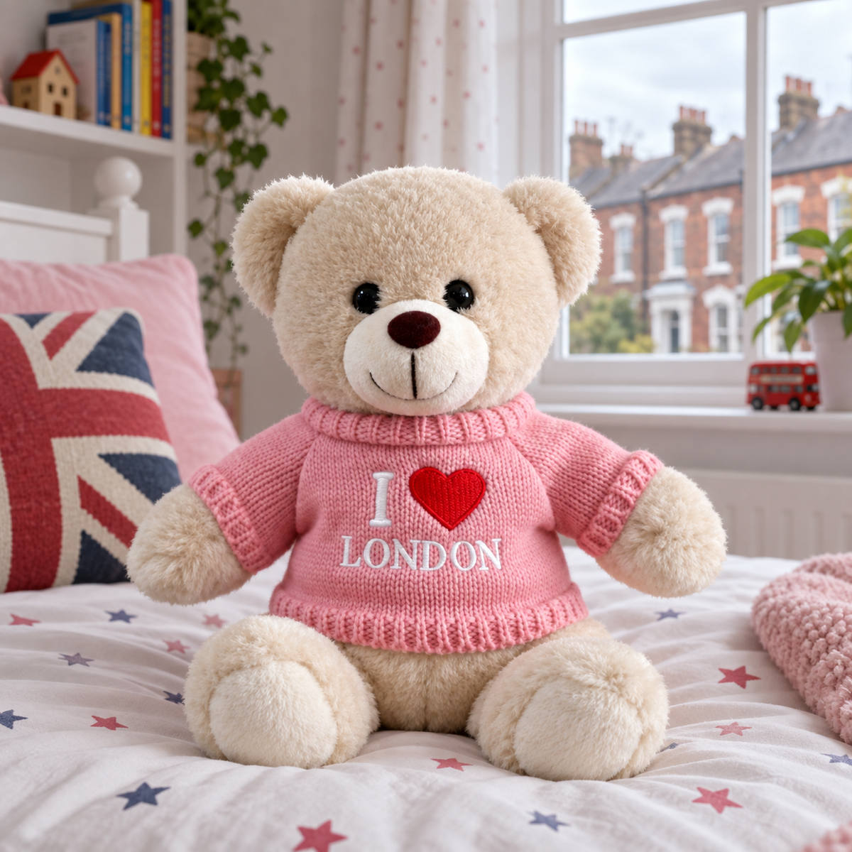 I Love London Pink Jumper Teddy Bear – product gallery image 3