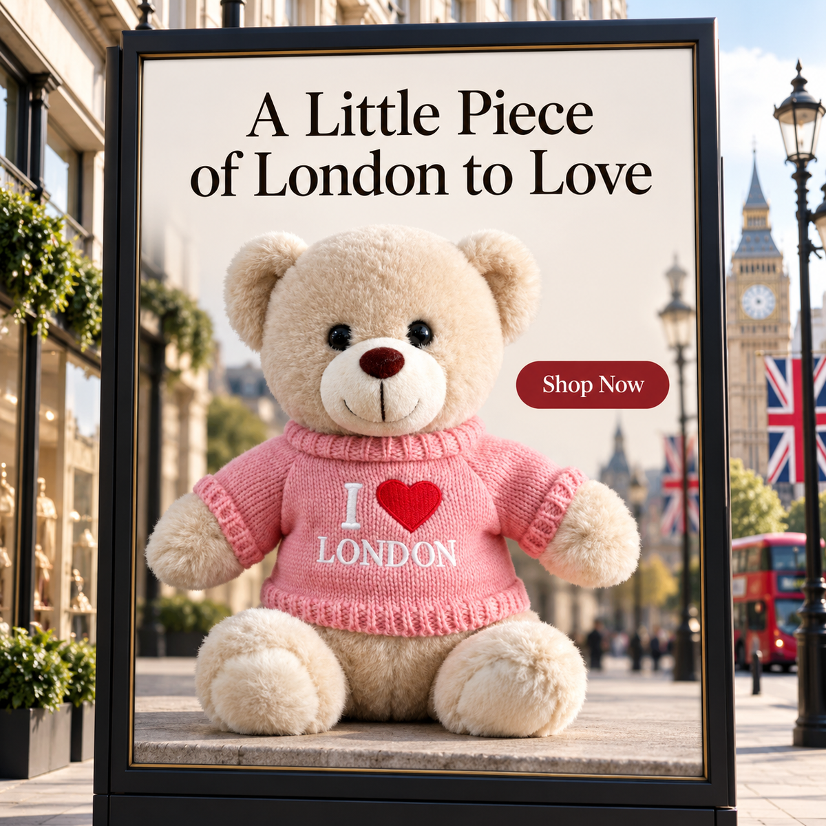 I Love London Pink Jumper Teddy Bear – product gallery image 5