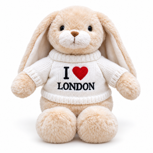 I Love London White Jumper Plush Rabbit – product gallery image 1
