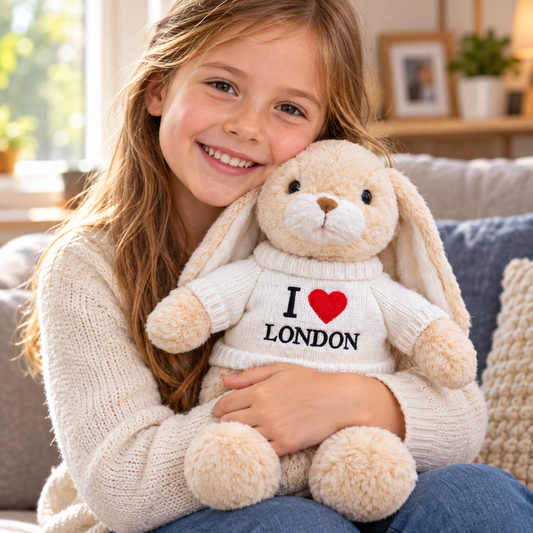I Love London White Jumper Plush Rabbit – product gallery image 2
