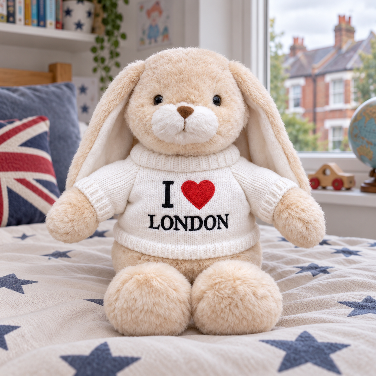 I Love London White Jumper Plush Rabbit – product gallery image 3