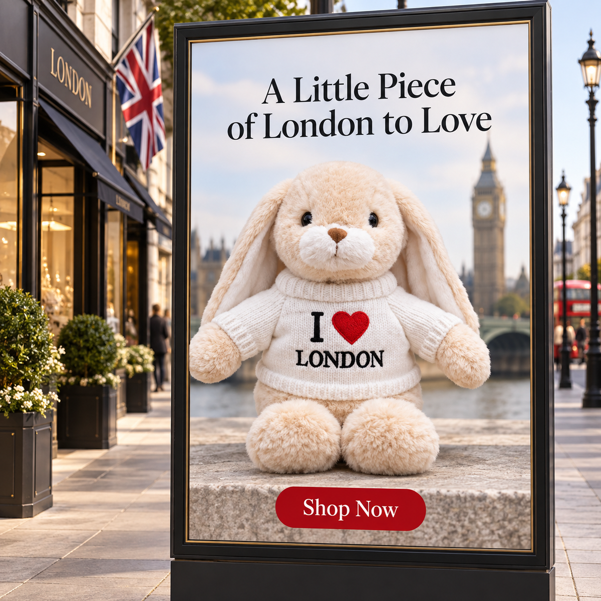 I Love London White Jumper Plush Rabbit – product gallery image 4