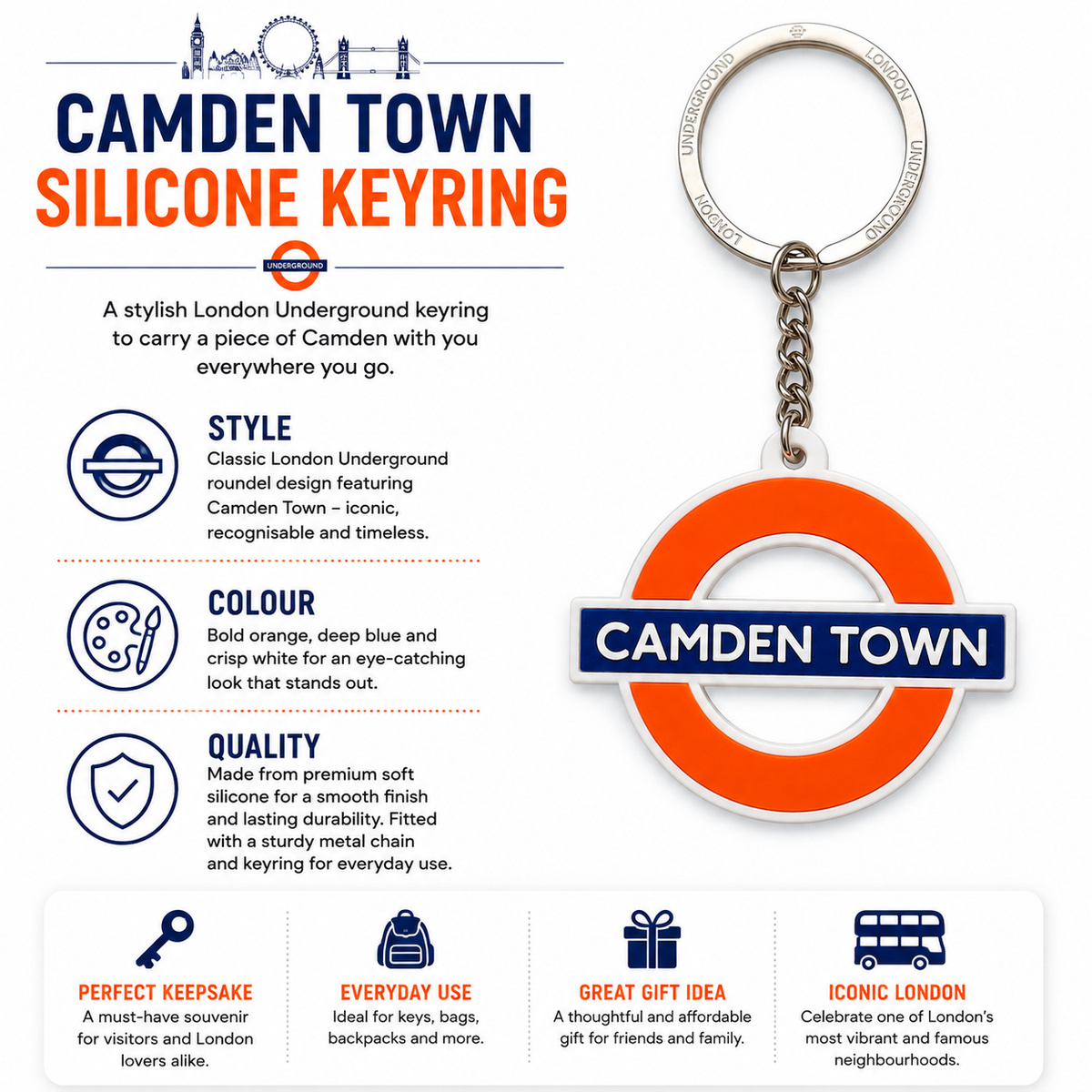 Camden Town London Underground Silicone Keyring
