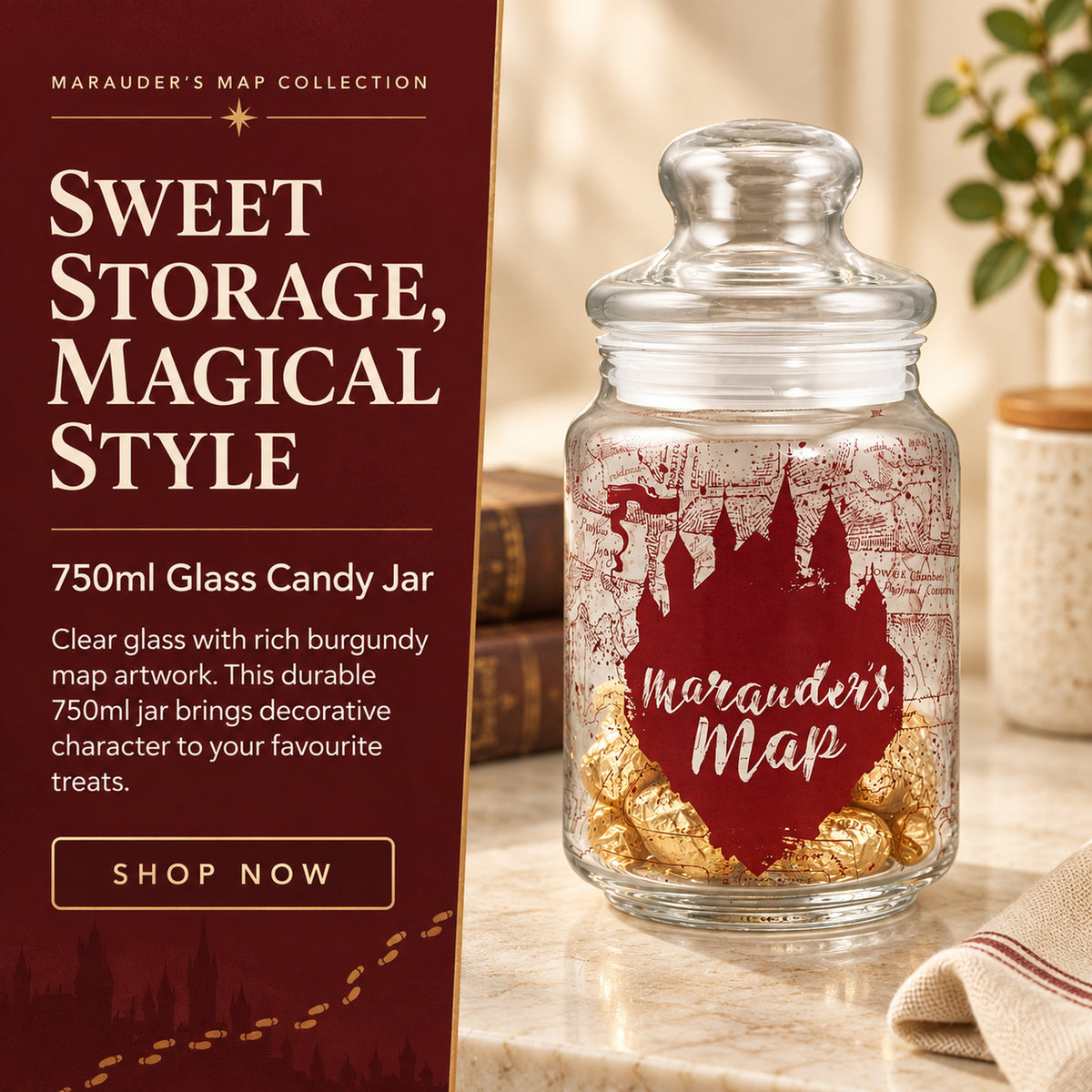 Harry Potter Marauder’s Map Glass Candy Jar – 750ml — AI-generated advert image.