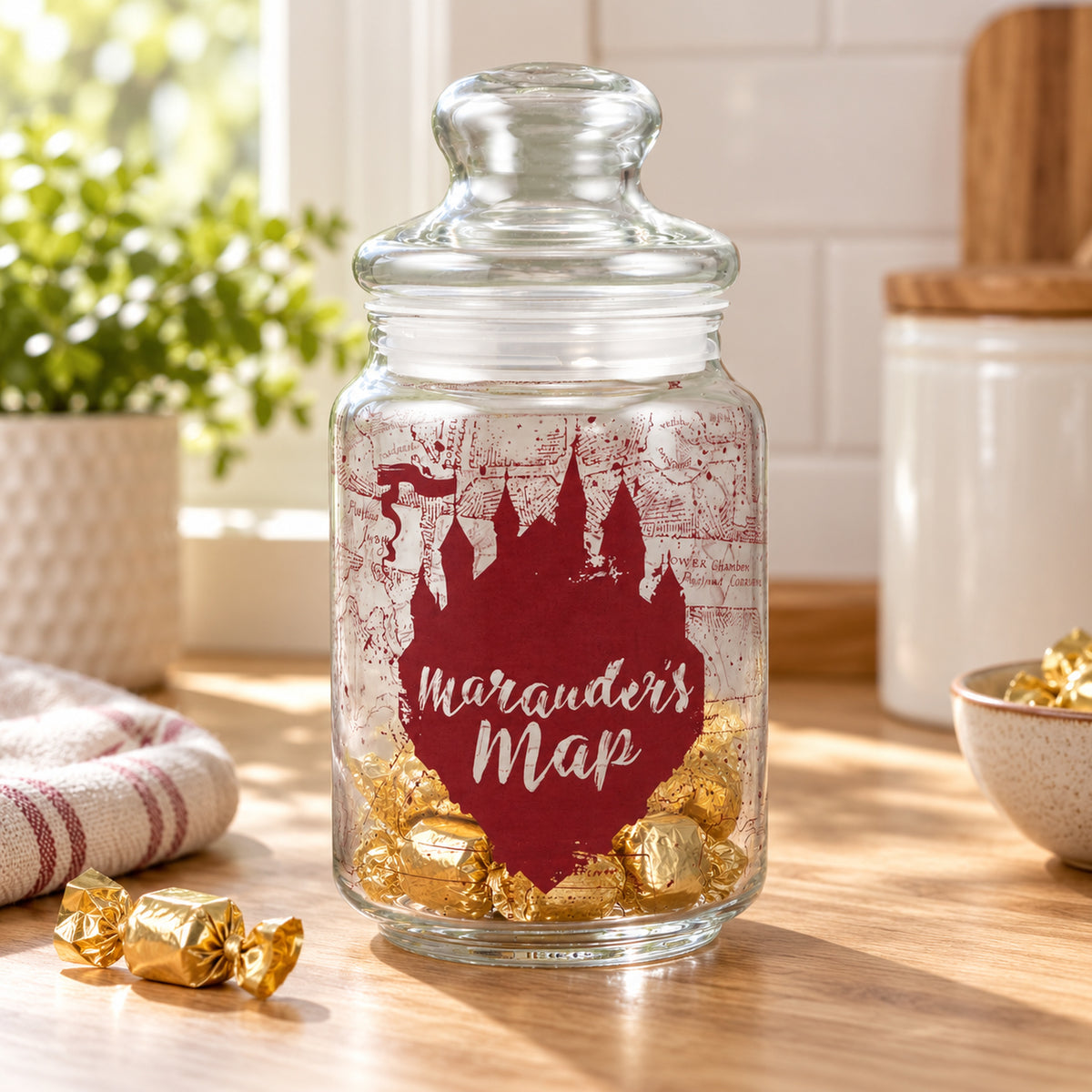 Harry Potter Marauder’s Map Glass Candy Jar – 750ml — AI-generated lifestyle image.