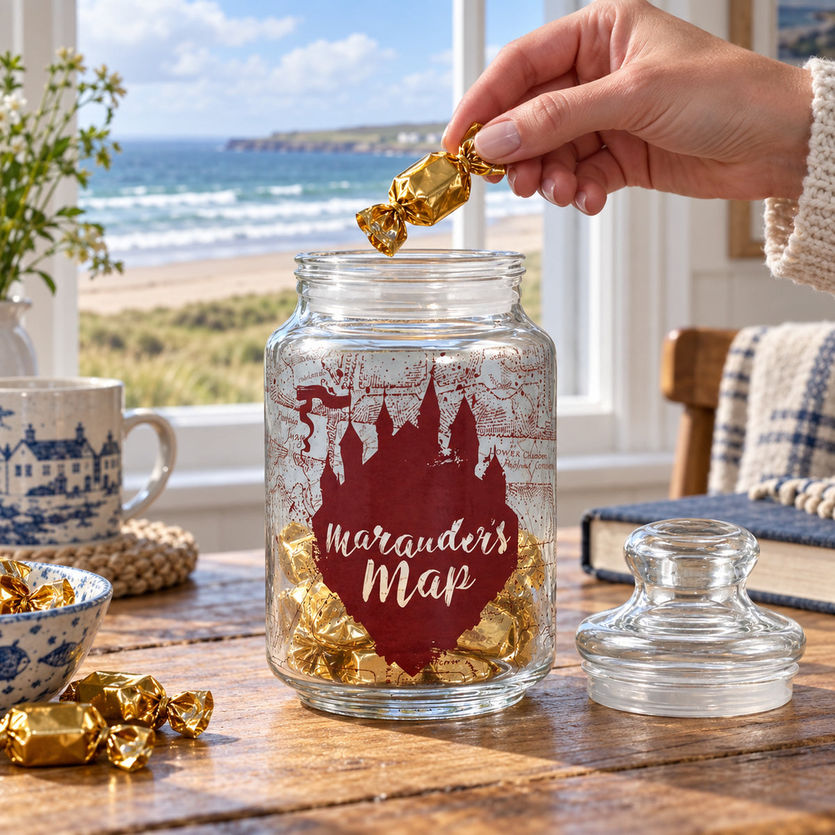Harry Potter Marauder’s Map Glass Candy Jar – 750ml — AI-generated UK lifestyle image.