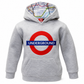 Additional studio product image of grey kids London Underground hoodie on white background