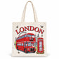 London Bus Large Cotton Tote Bag on a clean white background