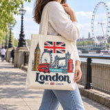 London EST Large Cotton Tote Bag shown naturally in use in the UK