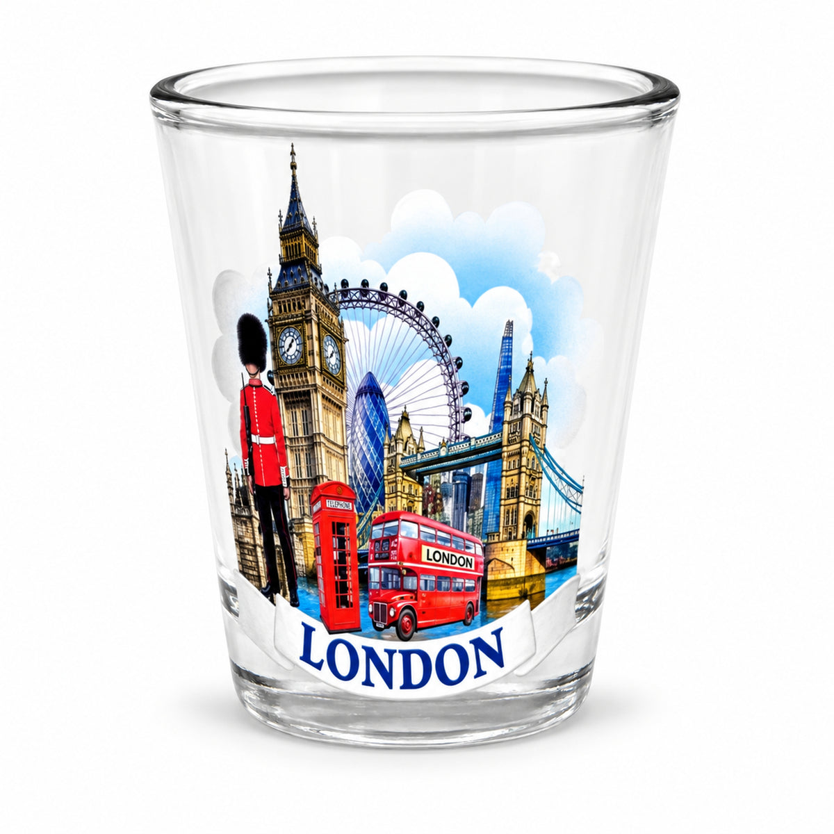 London Guard Shot Glass on a clean white background
