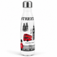White water bottle with London-themed design featuring Big Ben, a red bus, and a guard.
