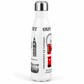 White water bottle with London-themed design on a white background