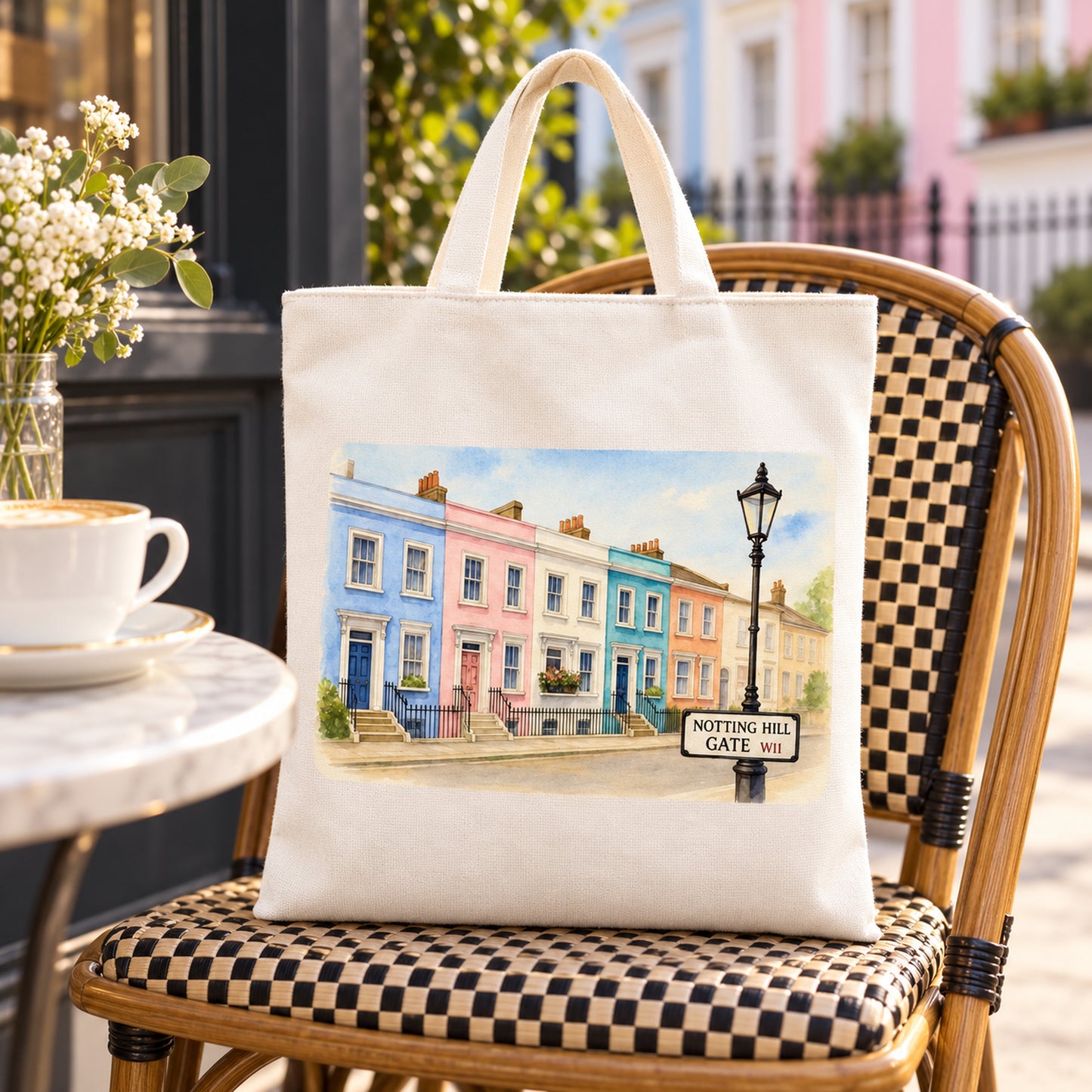 Notting Hill Medium Cotton Tote Bag in a styled lifestyle setting