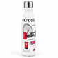 White water bottle with London-themed design on a white background