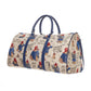 Cream Paddington Bear print weekend travel bag with navy handles, trim and detachable shoulder strap.