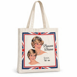 Princess Diana Large Cotton Tote Bag on a clean white background