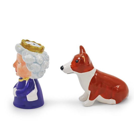 Queen elizabeth and pet dog corgi ceramic gift set