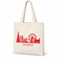 Red London Skyline Large Cotton Tote Bag on a clean white background
