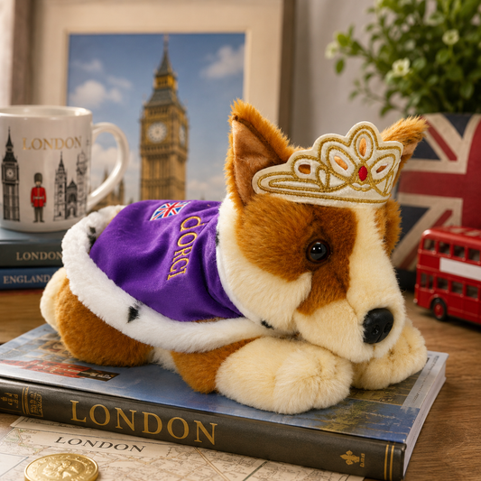 Royal corgi princess crown cape soft toy lifestyle image
