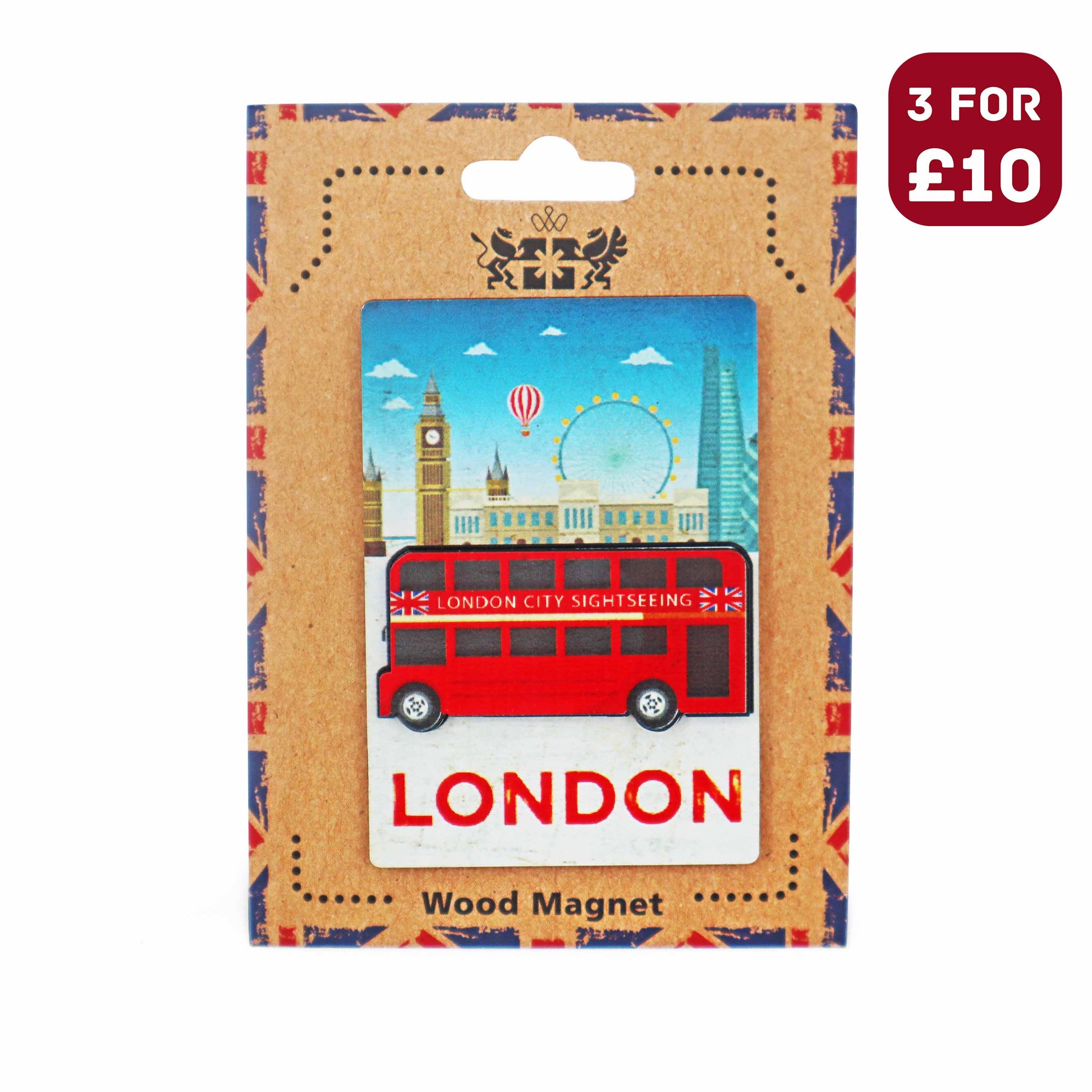 London Souvenir Wooden 3D Magnet - Design 31 - British Gifts