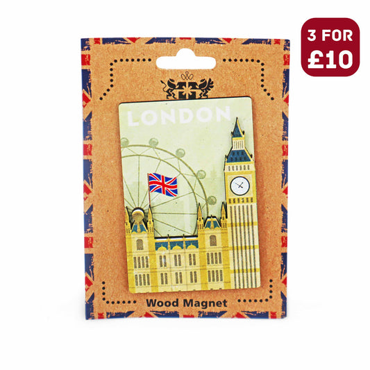 London Souvenir Wooden 3D Magnet - Design 29 - British Gifts