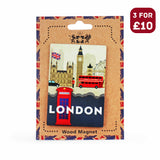 London Souvenir Wooden 3D Magnet - Design 19 - British Gifts