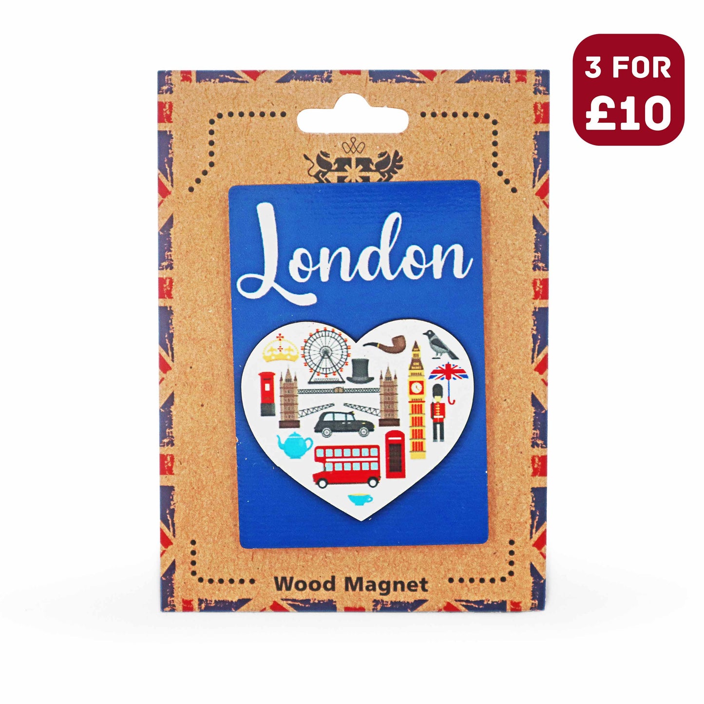 London Souvenir Wooden 3D Magnet - Design 18 - British Gifts