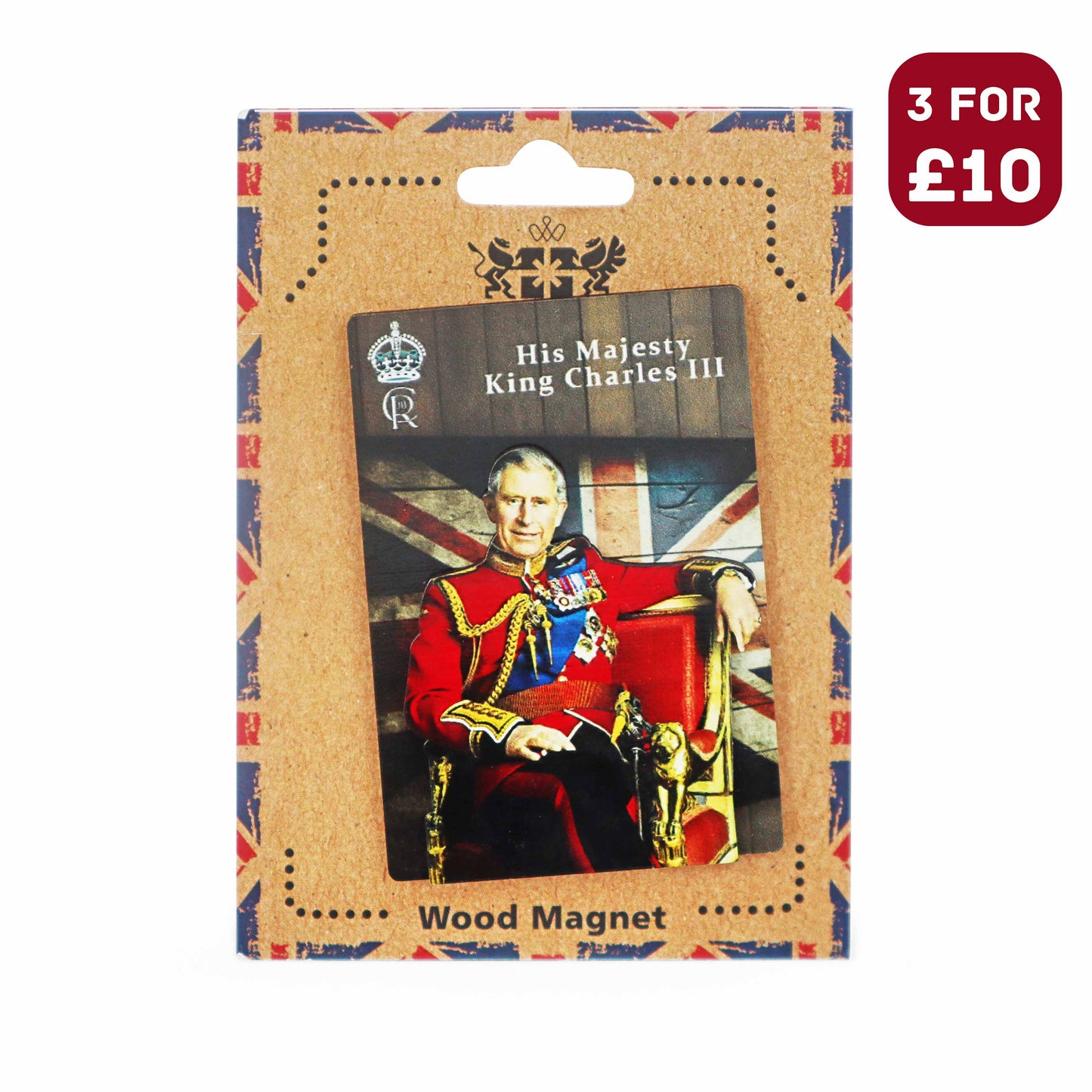 London Souvenir Wooden 3D Magnet - King Charles - British Gifts