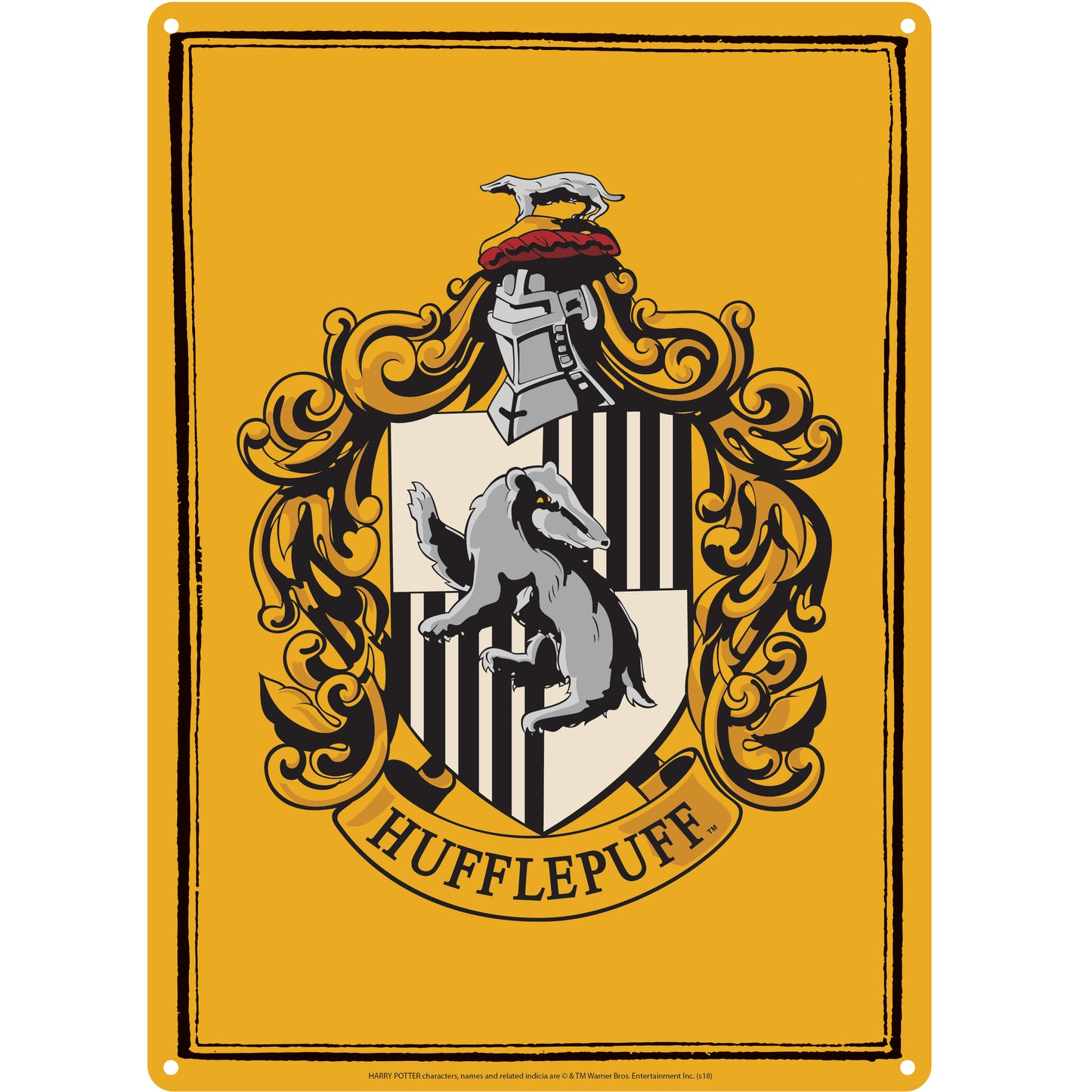 Harry Potter Hufflepuff Crest Tin Sign Official Merchandise
