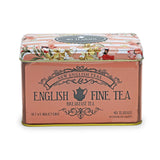 English Fine Earl Grey Floral Embossed Tea Caddy Tin