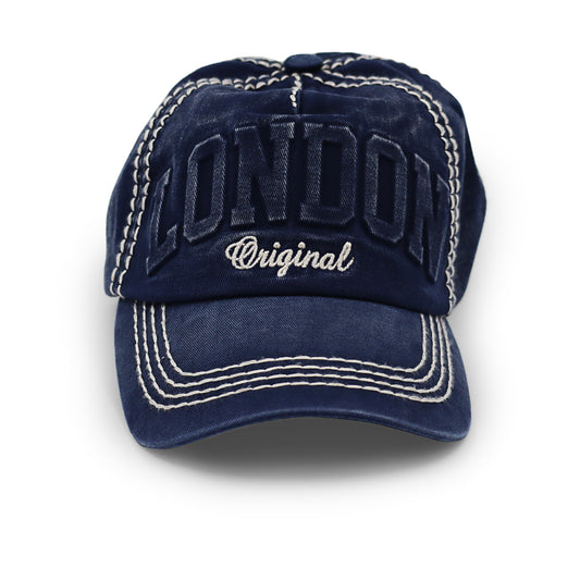 London Denim Cap with White Stitching